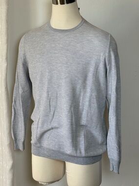 Gran Sasso 100% Cotton Fine Knit Crewneck Sweater Gray Made in Italy – Large